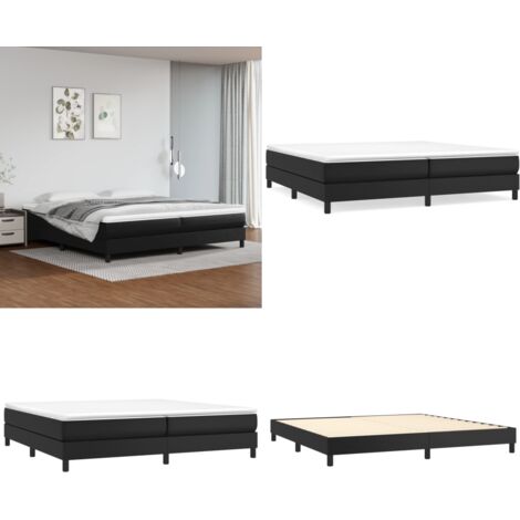 Struttura Letto a Rete a Molle Nero 200x200 cm in Similpelle - Letto a molle in similpelle - Letto a molle nero
