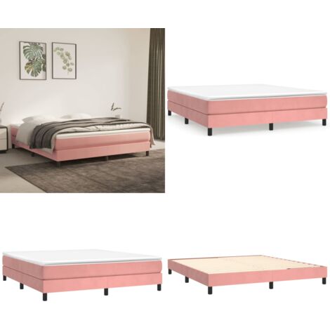 Struttura Letto a Rete a Molle Rosa 180x200 cm in Velluto - Struttura letto - Materasso letto