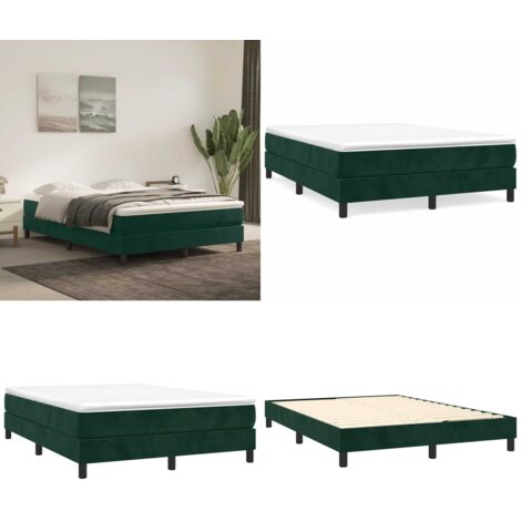 Struttura Letto a Rete a Molle Verde Scuro 140x190 cm in Velluto - Letto a molle in velluto - Letto a molle verde scuro