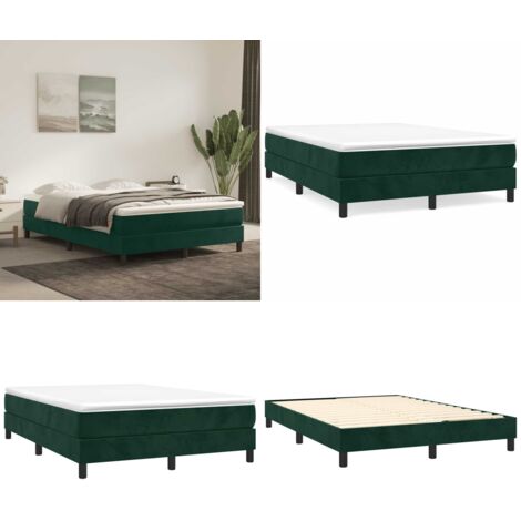 Struttura Letto a Rete a Molle Verde Scuro 140x200 cm in Velluto - Letto a molle in velluto - Letto a molle verde scuro