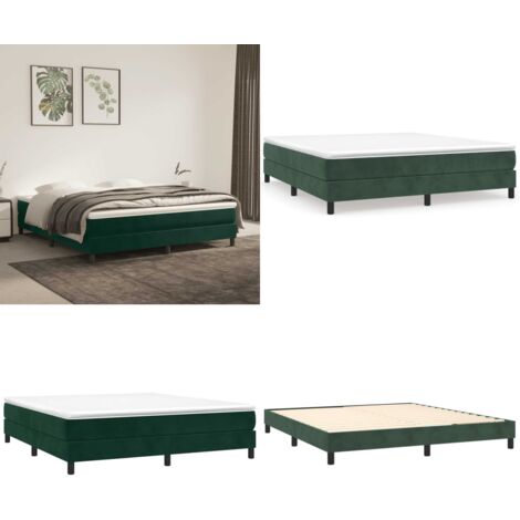 Struttura Letto a Rete a Molle Verde Scuro 180x200 cm in Velluto - Letto a molle in velluto - Letto a molle verde scuro