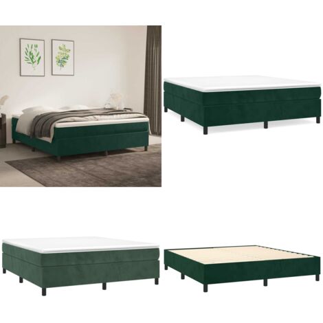 Struttura Letto a Rete a Molle Verde Scuro 180x200 cm in Velluto - Letto a molle in velluto - Letto a molle verde scuro