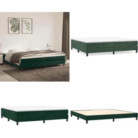 Struttura Letto a Rete a Molle Verde Scuro 200x200 cm in Velluto - Materasso a molle - Letto a molle