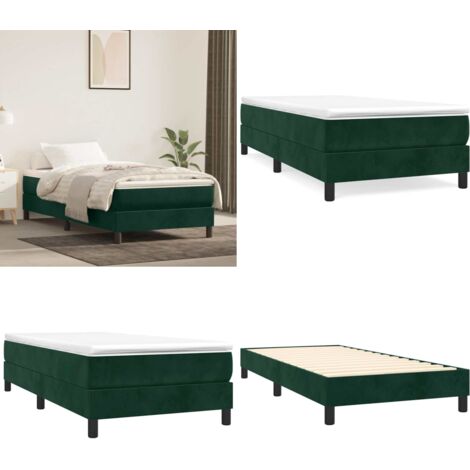 Struttura Letto a Rete a Molle Verde Scuro 80x200 cm in Velluto - Letto a molle in velluto - Letto a molle verde scuro