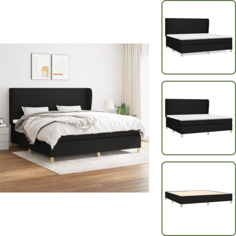 Struttura Letto adulto con Materasso,Giroletto a Molle Nero 200x200 cm in Tessuto QSW37859