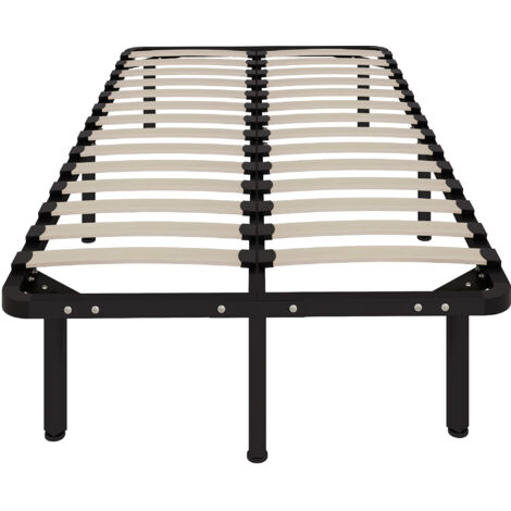 Struttura Letto Industriale a 28 Doghe con Spazio Contenitore,  e Acciaio, 190x90x31 cm, Nero e