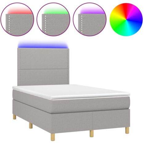 Struttura letto LED con coprimaterasso testiera boxspring 120x200 cm tessuto grigio chiaro TDL0207890