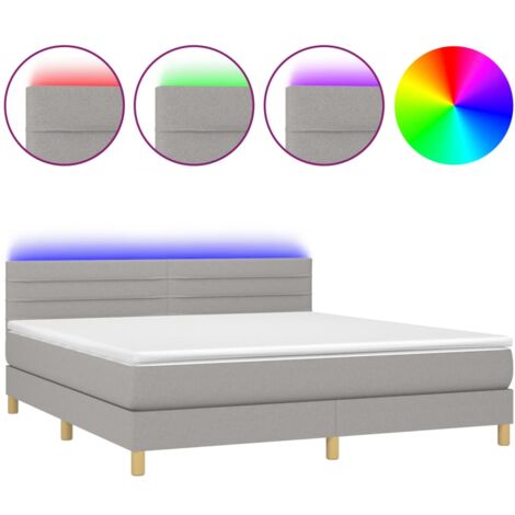 Struttura letto LED con coprimaterasso testiera boxspring 160x200 cm tessuto grigio chiaro TDL0207829