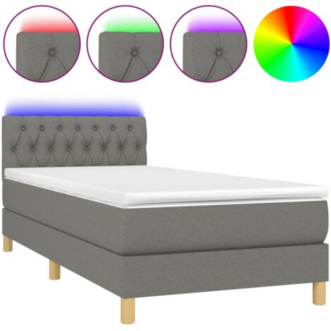 Struttura letto LED con materasso testiera boxspring 100x200 cm in tessuto grigio scuro TDL0208429