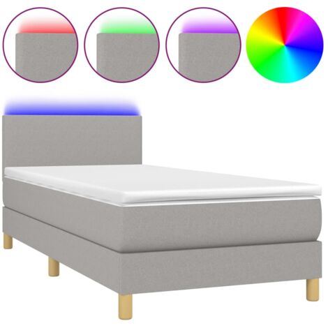 Struttura letto LED con testiera boxspring materasso 80x200 cm tessuto grigio chiaro TDL0209498