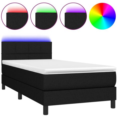 Struttura letto LED con testiera boxspring materasso 80x200 cm tessuto nero TDL0209115