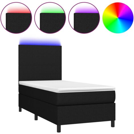 Struttura letto LED con testiera boxspring materasso 80x200 cm tessuto nero TDL0209120