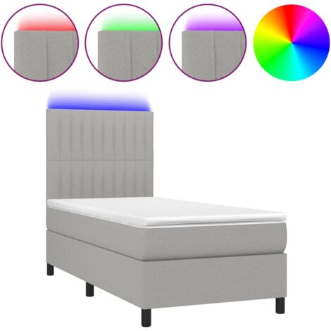 Struttura letto LED con testiera boxspring materasso 90x190 cm tessuto grigio chiaro TDL0209480