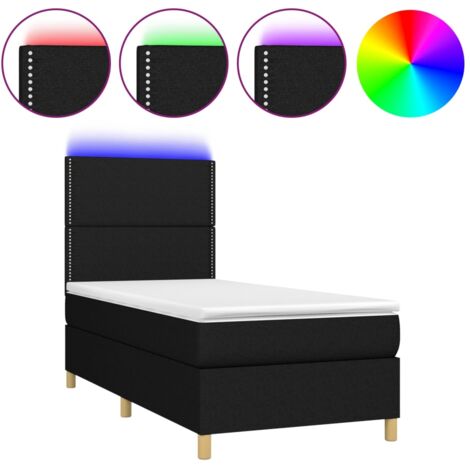 Struttura letto LED con testiera boxspring materasso 90x190 cm tessuto nero TDL0209067