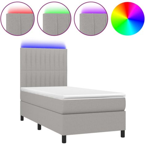Struttura letto LED con testiera boxspring materasso 90x200 cm tessuto grigio chiaro TDL0209455