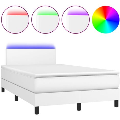 Struttura letto LED con testiera materasso boxspring 120x200 cm sintetico bianco TDL0208724