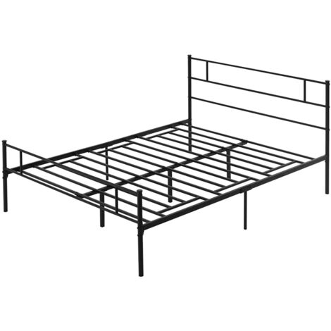 Struttura Letto Matrimoniale 160x200 cm in Acciaio con Doghe Integrate Nero