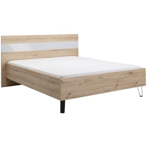Struttura letto matrimoniale 207x184 cm rovere chiaro con inserto laccato nella testata - Nicosia