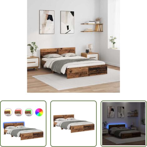 Struttura letto moderna -  Struttura del letto con testiera Legno vecchio 135 x 190 cm