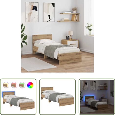 Struttura letto moderna -  Struttura del letto con testiera Rovere artigianale 75 x 190 cm