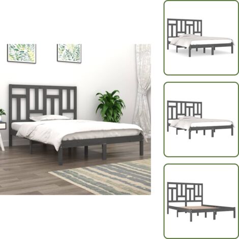 Struttura Letto per adulti,Telaio del letto,Giroletto Grigio in Legno Massello di Pino 200x200 cm QSW32188