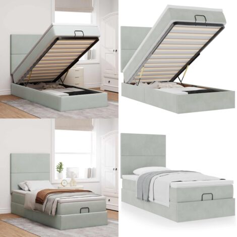 Struttura Letto Pouf con Materassi 100x200 cm Velluto - Materasso a molle - Letto con stoccaggio