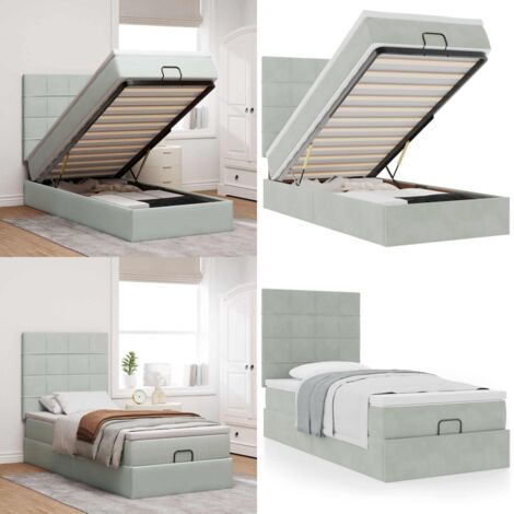 Struttura Letto Pouf con Materassi 100x200 cm Velluto - Materasso a molle - Letto con testiera