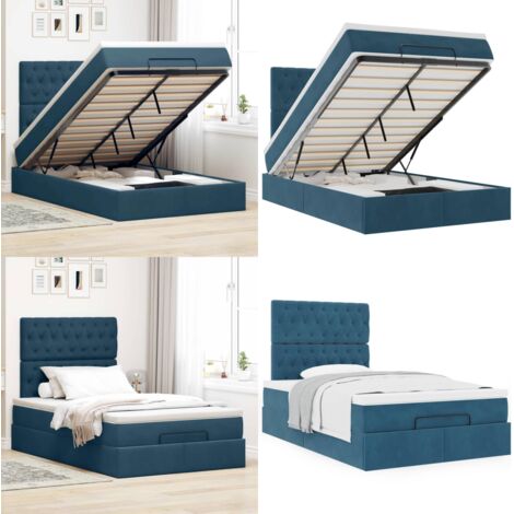 Struttura Letto Pouf con Materassi 120x190 cm Velluto - Materasso a molle insacchettate - Letto con stoccaggio