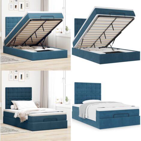 Struttura Letto Pouf con Materassi 120x190 cm Velluto - Materasso a molle insacchettate - Letto con stoccaggio