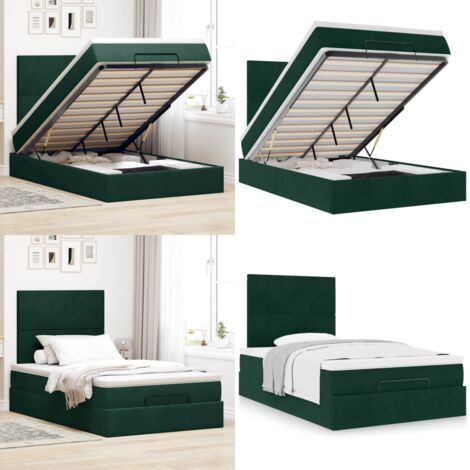 Struttura Letto Pouf con Materassi 120x190 cm Velluto - Materasso a molle insacchettate - Letto con stoccaggio