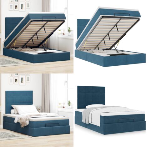 Struttura Letto Pouf con Materassi 120x190 cm Velluto - Materasso a molle - Letto con stoccaggio