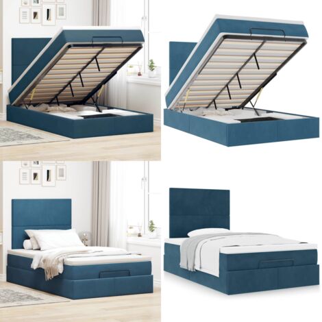 Struttura Letto Pouf con Materassi 120x190 cm Velluto - Materasso a molle - Letto con testiera