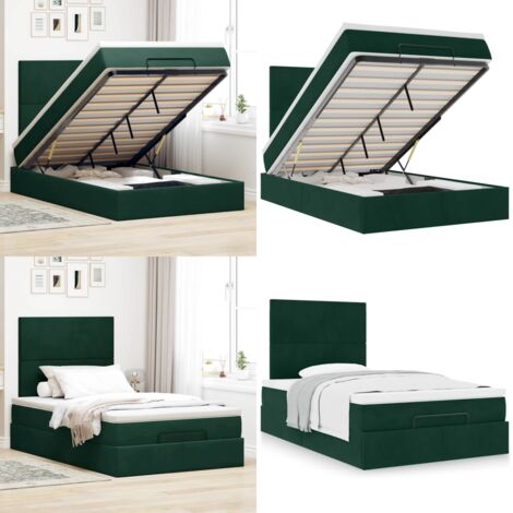 Struttura Letto Pouf con Materassi 120x200 cm Velluto - Materasso a molle insacchettate - Letto con stoccaggio