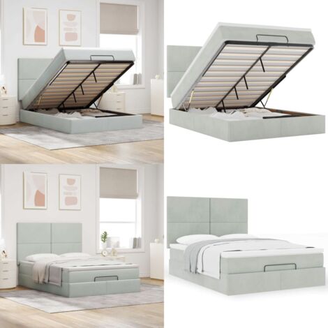 Struttura Letto Pouf con Materassi 140x190 cm Velluto - Materasso a molle - Letto con testiera