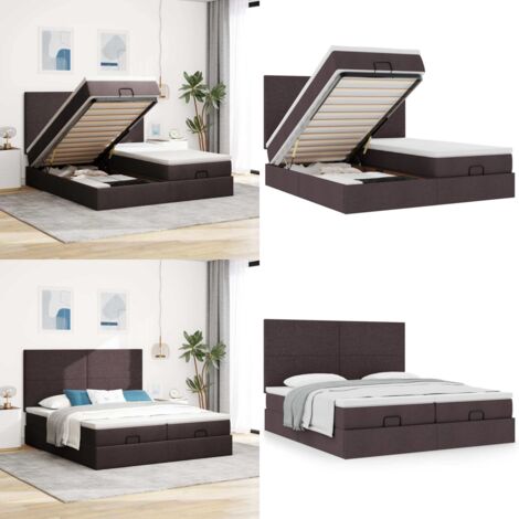 Struttura Letto Pouf con Materassi 160x200 cm in Tessuto - Materasso a molle insacchettate - Letto con stoccaggio