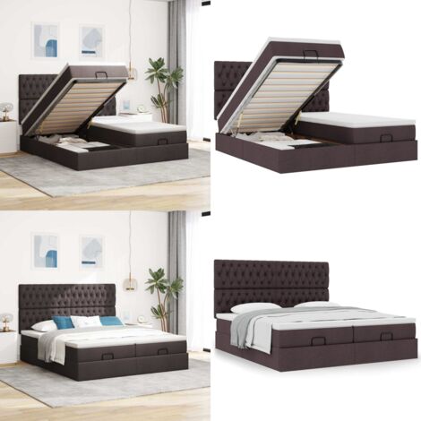 Struttura Letto Pouf con Materassi 160x200 cm in Tessuto - Materasso a molle insacchettate - Stoccaggio sotto il letto