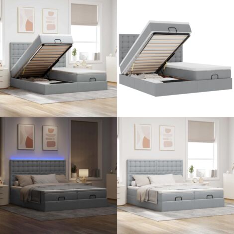 Struttura Letto Pouf con Materassi 160x200 cm in Tessuto - Materasso a molle insacchettate - Stoccaggio sotto il letto