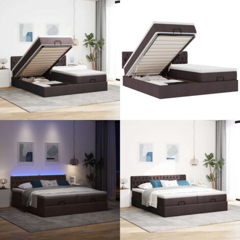 Struttura Letto Pouf con Materassi 160x200 cm in Tessuto - Materasso a molle insacchettate - Stoccaggio sotto il letto