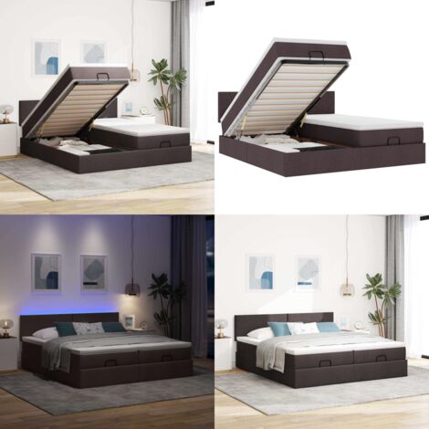 Struttura Letto Pouf con Materassi 160x200 cm in Tessuto - Materasso a molle insacchettate - Stoccaggio sotto il letto