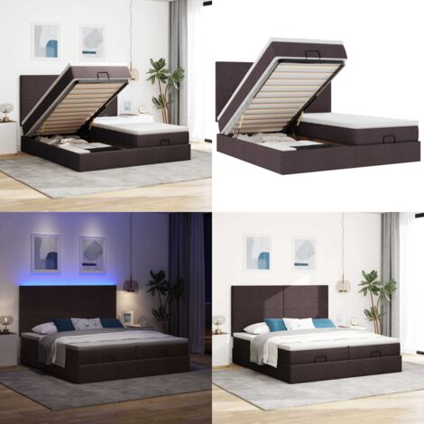 Struttura Letto Pouf con Materassi 160x200 cm in Tessuto - Materasso a molle insacchettate - Stoccaggio sotto il letto