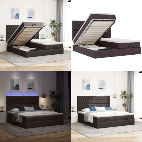 Struttura Letto Pouf con Materassi 160x200 cm in Tessuto - Materasso a molle insacchettate - Stoccaggio sotto il letto