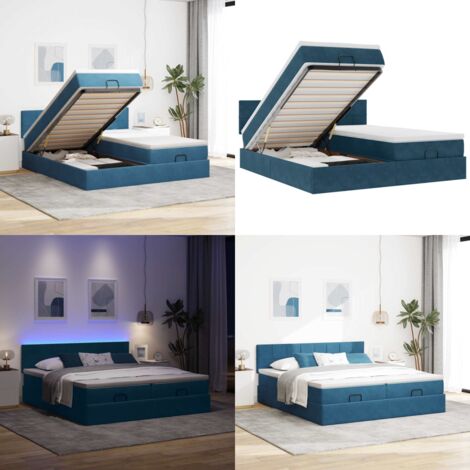 Struttura Letto Pouf con Materassi 160x200 cm Velluto - Materasso a molle insacchettate - Coprimaterasso sfoderabile