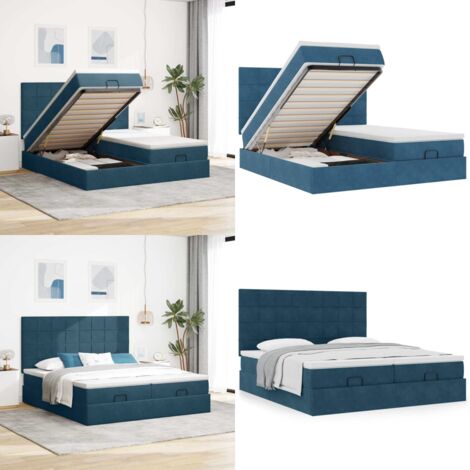 Struttura Letto Pouf con Materassi 160x200 cm Velluto - Materasso a molle insacchettate - Letto con stoccaggio