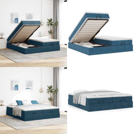 Struttura Letto Pouf con Materassi 160x200 cm Velluto - Materasso a molle insacchettate - Letto con stoccaggio