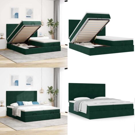 Struttura Letto Pouf con Materassi 160x200 cm Velluto - Materasso a molle insacchettate - Letto con stoccaggio