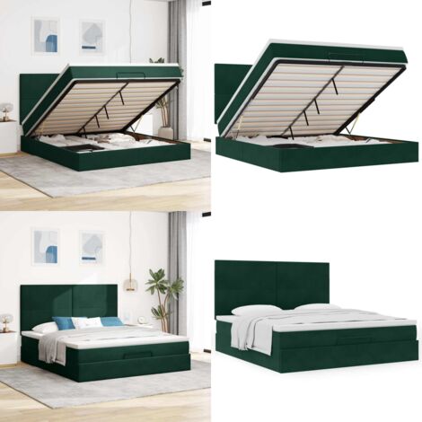 Struttura Letto Pouf con Materassi 160x200 cm Velluto - Materasso a molle insacchettate - Letto con stoccaggio
