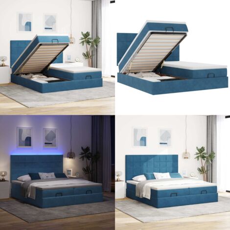 Struttura Letto Pouf con Materassi 160x200 cm Velluto - Materasso a molle insacchettate - Letto giroletto