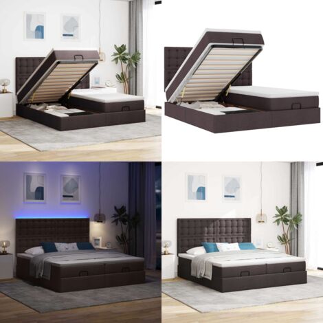 Struttura Letto Pouf con Materassi 180x200 cm in Tessuto - Materasso a molle insacchettate - Giroletto con testiera