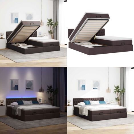 Struttura Letto Pouf con Materassi 180x200 cm in Tessuto - Materasso a molle insacchettate - Stoccaggio sotto il letto