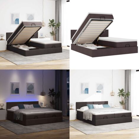 Struttura Letto Pouf con Materassi 180x200 cm in Tessuto - Materasso a molle insacchettate - Stoccaggio sotto il letto